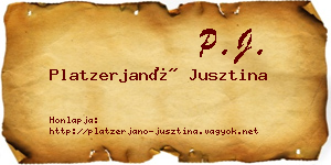 Platzerjanó Jusztina névjegykártya